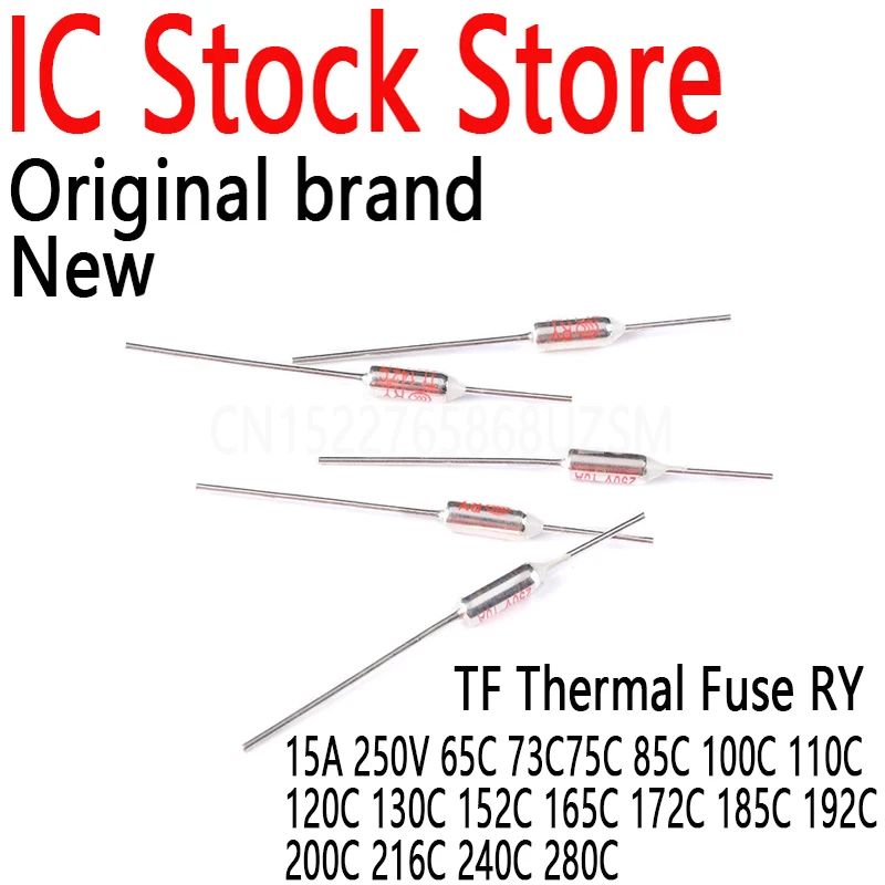 100PCS TF Thermal Fuse RY Temperature 15A 250V 65C 73C75C 85C 100C 110C 120C 130C 152C 165C 172C 185C 192C 200C 216C 240C 280C