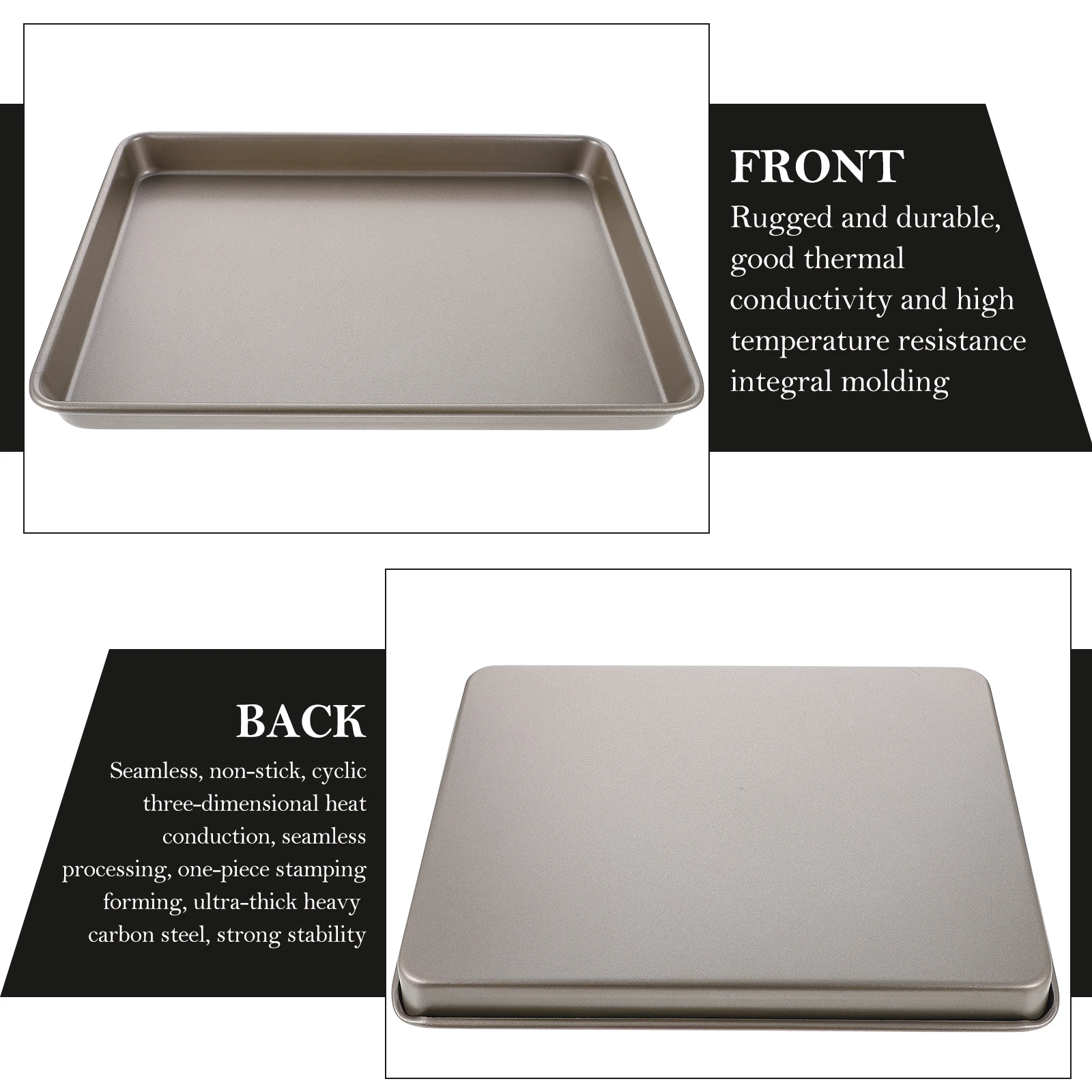 

1Pcs Carbon Steel Baking Tray Non-Stick Oven Cake Pan Heavy Duty Multifunctional Kitchen Food Plate Home Steaming Baking Tool