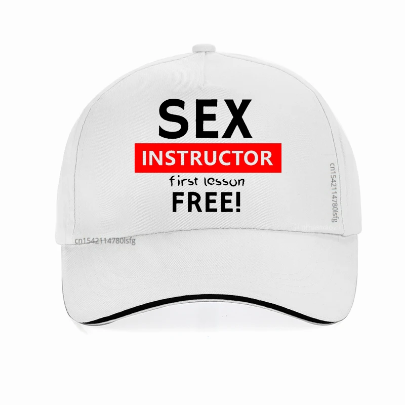 Sex Instructor First Lesson Free Adult Humour Cool Joke Party Gift Baseball Cap Men Funny Summer Dad Adjustable Snapback hat