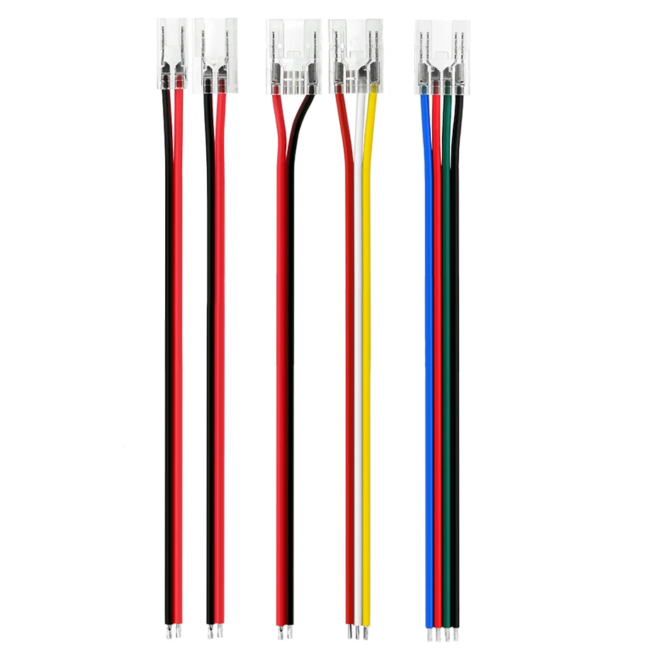 COB LED Strip Connectors Set 2/5/6 PIN 8/10/12mm 10cm Extension Strip to Wire Connector for COB RGB 5V 12V 24V LED Strip Light