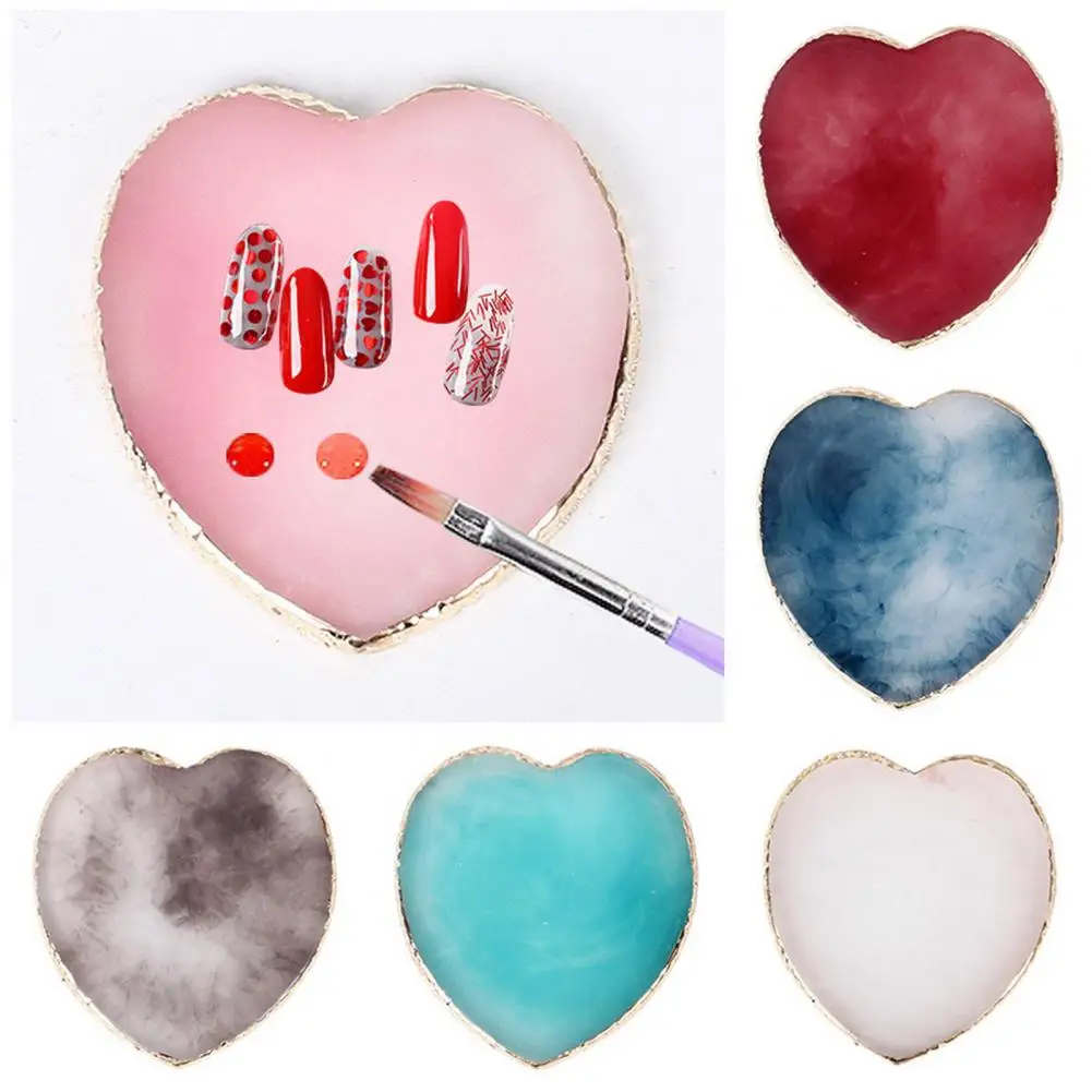 Manicure Palette Resin Nail Art Painting Gel Palette DIY Heart-shaped Nail Display Board Mixing Color Drawing Pallet