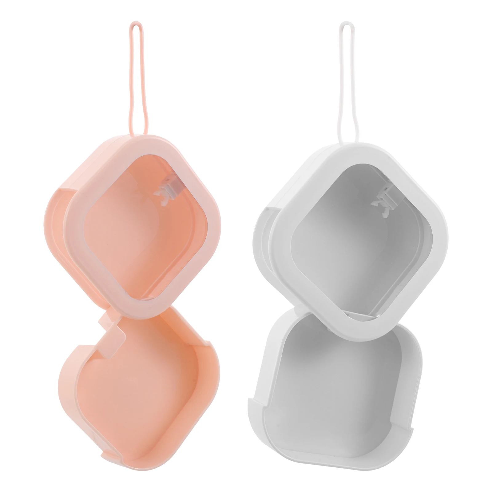 

2 Pcs Portable Storage Box Hair Tie Organizer Pocket Ring Jewelry Cube Abs Holder Accessories