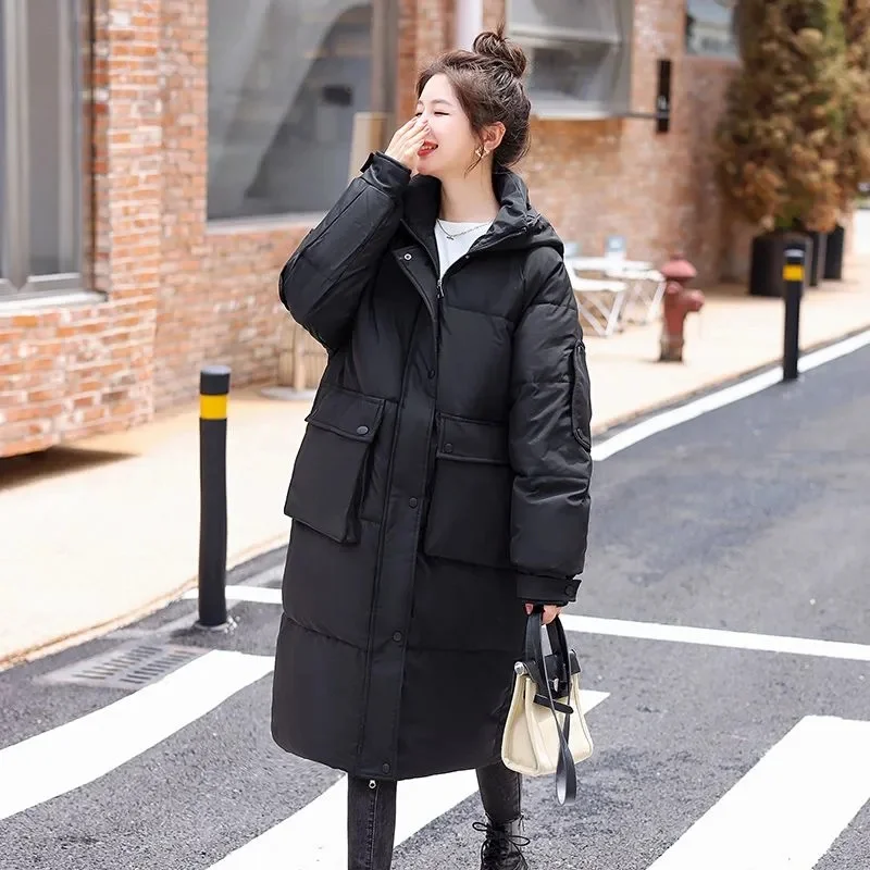 2023 New Winter Jacket Women's Parka Snow Wear Coat Hooded Thicken Warm Down Cotton Coats Loose Jacket Long Parkas Outerwear