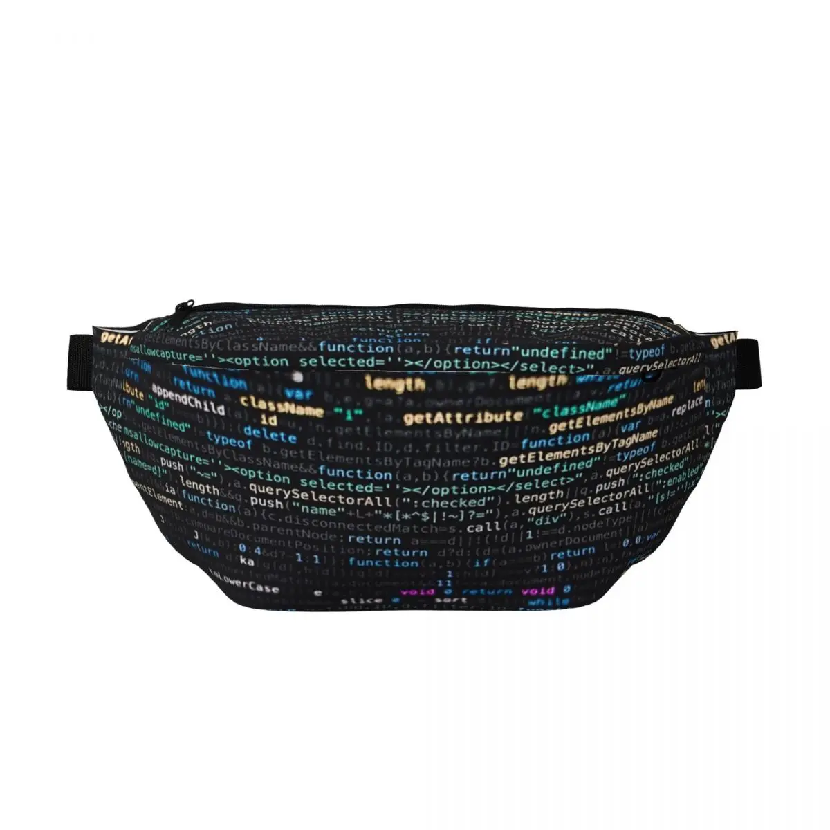 

Сумка-бананка через плечо с принтом кода программиста на черном фоне, регулируемая, для мужчин и женщин, для путешествий и бега