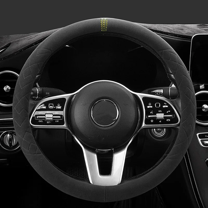 

For NISSAN Altima Ariya Juke Leaf Qashqai Rogue Versa SYLPHY Steering Wheel Grip- 38cm Suede Non-Slip Breathable
