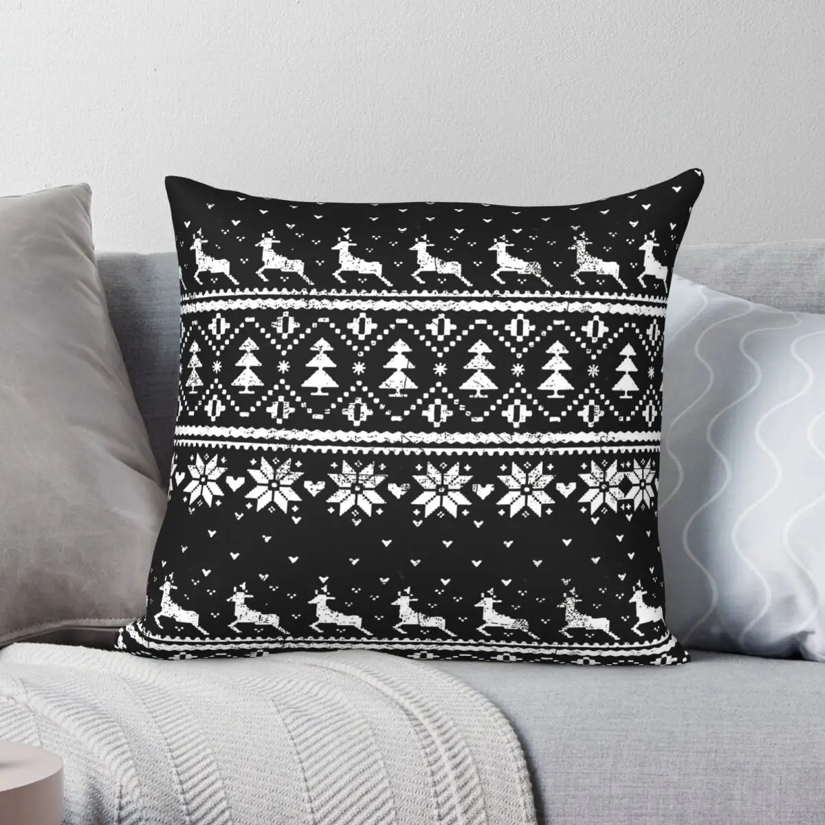 National Lampoon White Isle Deer Square Pillowcase Polyester Linen Velvet Pattern Zip Decorative Room Cushion Cover Wholesale