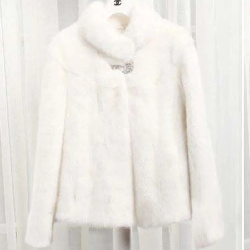 2023 New Women Faux Fur Coat Short Imitated Mink Wool Outcoat Thicken Warm Casual Outwear Mom Outfit Winter Female Fashion Parka