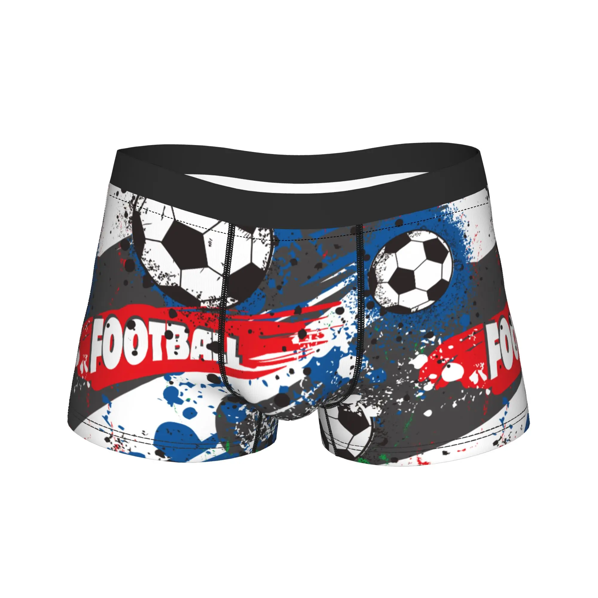Man Cartoon Soccer Ball Football Long Underwear  Humor Boxer Briefs Shorts Panties Male Breathable Underpants Plus Size