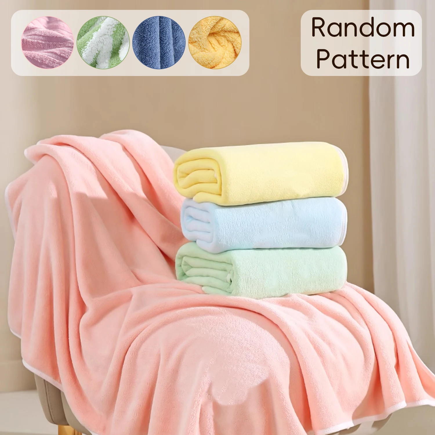 Soft Baby Blanket, Plush Material, Skin-Friendly for Newborns, Solid Color