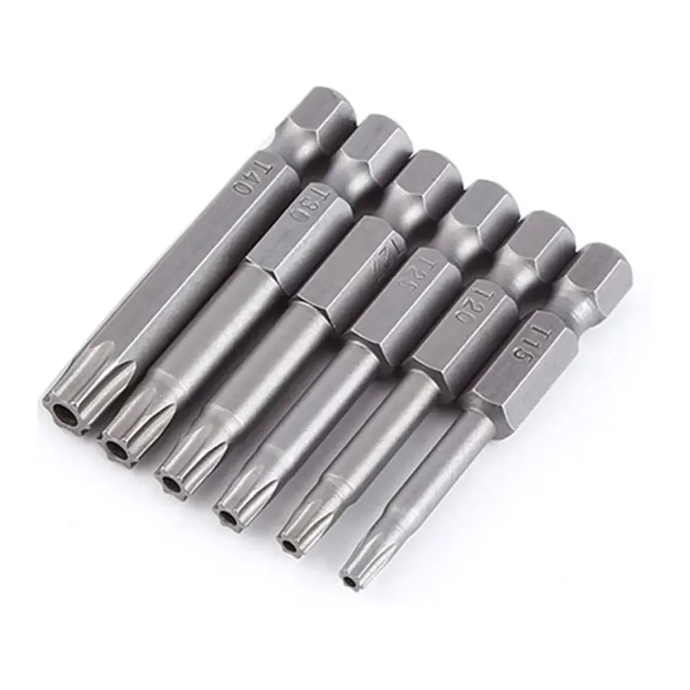 Binoax 6/8/12 Pcs Torx Bit Set 50mm Magnetic Tamper Resistant Star Bits T5-T40 Screwdriver Wrench Drill Bit Set