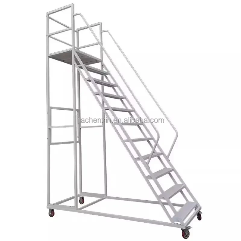 White high quality aluminum wheel FBD self-locking moving ladder