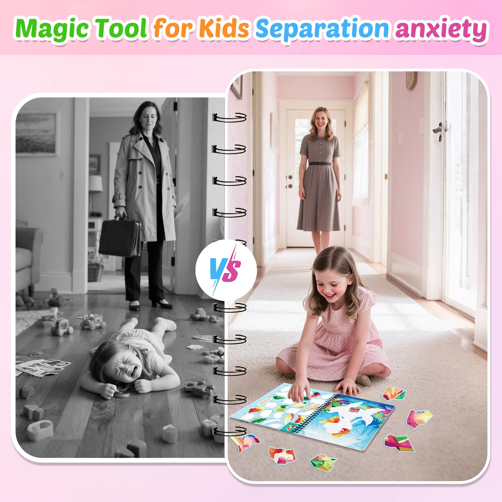 1/3/6PCS Sticker Paint Story Books for Kids Ages 4-10 Unicorn Mermaid Animals Designs Paint Sticker by Numbers Kids Gifts