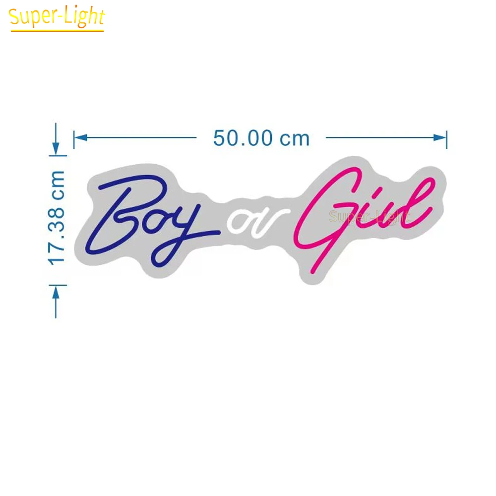 Letrero de neón personalizado para niño o niña, luz Led para decoración de fiesta de revelación de género de Baby Shower, cumpleaños, decoración de habitación del hogar, 50x18cm