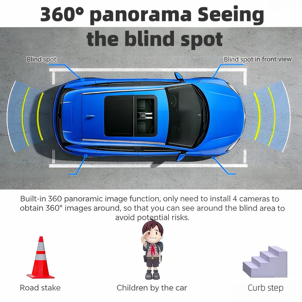 360° Car Panoramic Camera For Sony 307 AHD 1080P/720P WDR HD Night Vision Car Driving Assistance Camera For Android Auto