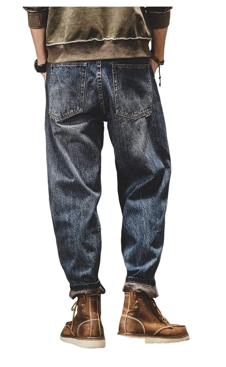 Straight Jeans For Mens Do The Old Washed Denim Pants High Street Jeans Men Size 28-42