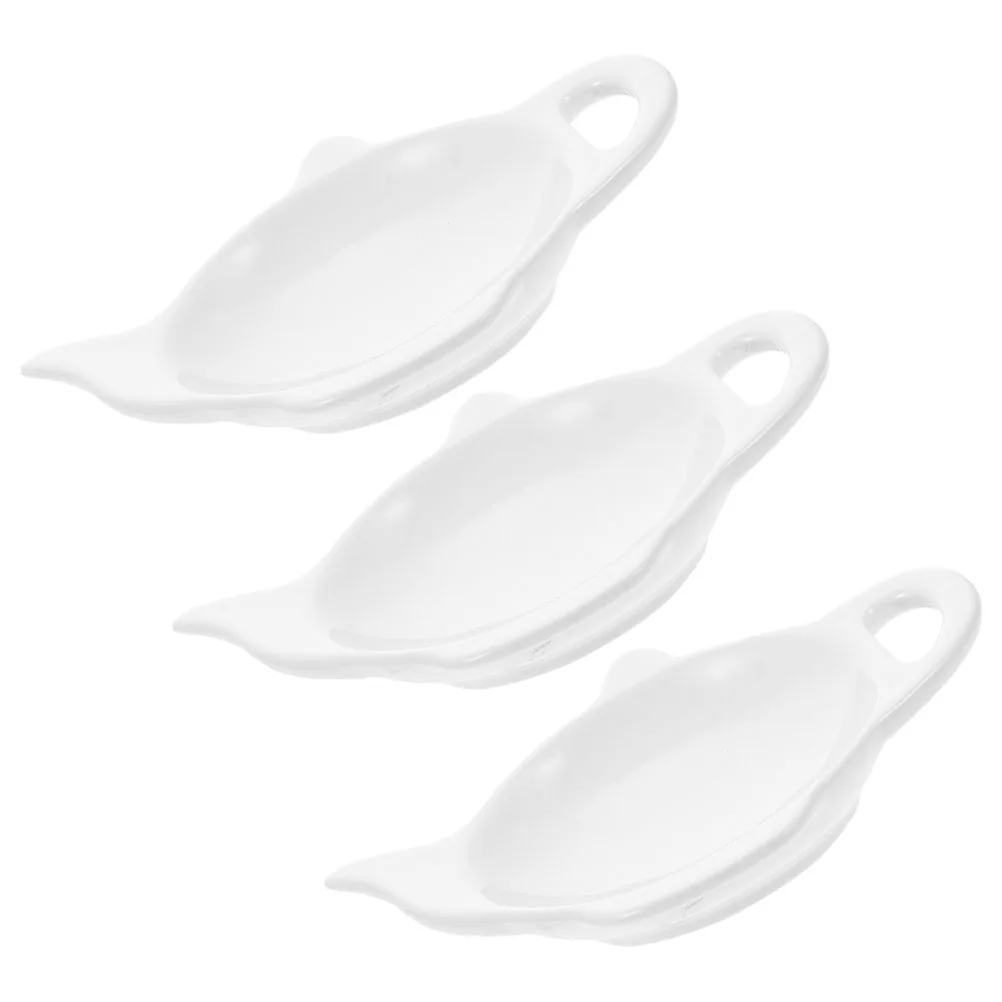 

3Pcs Elegant Teapot Shaped Tea Bag Dish Saucer Organizer Cute Ceramic Coaster for Table Setting Tea Tray Set Teapot Bag
