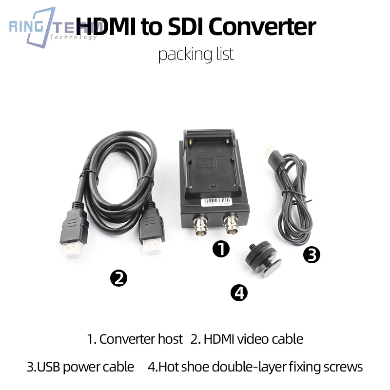 HDMI to SDI to HDMI Compatible SDI Adapter Video Converter with NP-F Battery Plate for Camera Audio/video Monitor Transmission