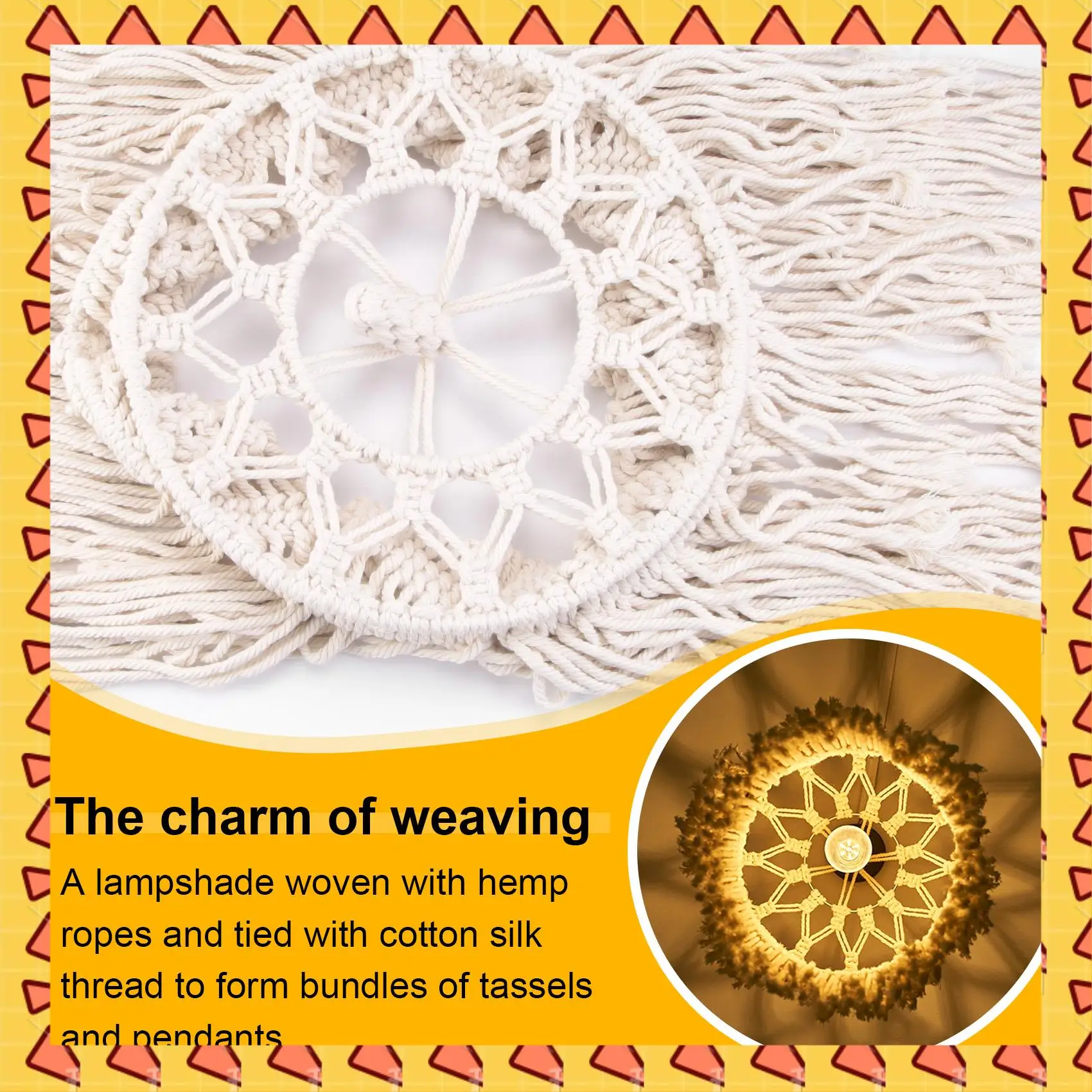 A008 Handmade Wall Tapestry Lampshade Bohemia Macrame Boho Decor Handcraft Tassel Tapestry Background Headboard Wall Hanging