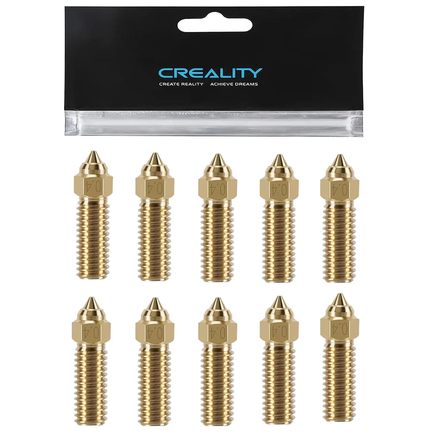 

Creality 10PCS K1 Brass Nozzles Kit 3D Printer Parts 10PCS High Speed Nozzles Kit for K1/K1 Max/Ender 3 V3 KE/CR-10 SE/CR-M4