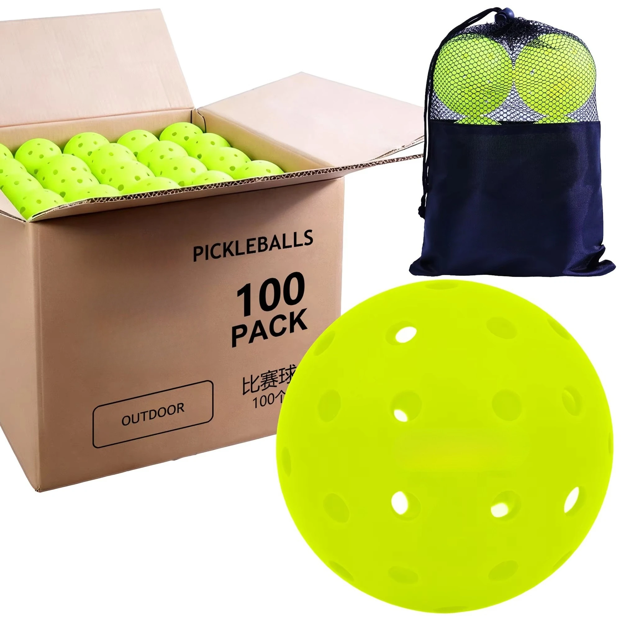 100-PC Rotational Trendy Solid Design Poplar Wood Core High Quality Durable Portable Pickleball Equipment for Training