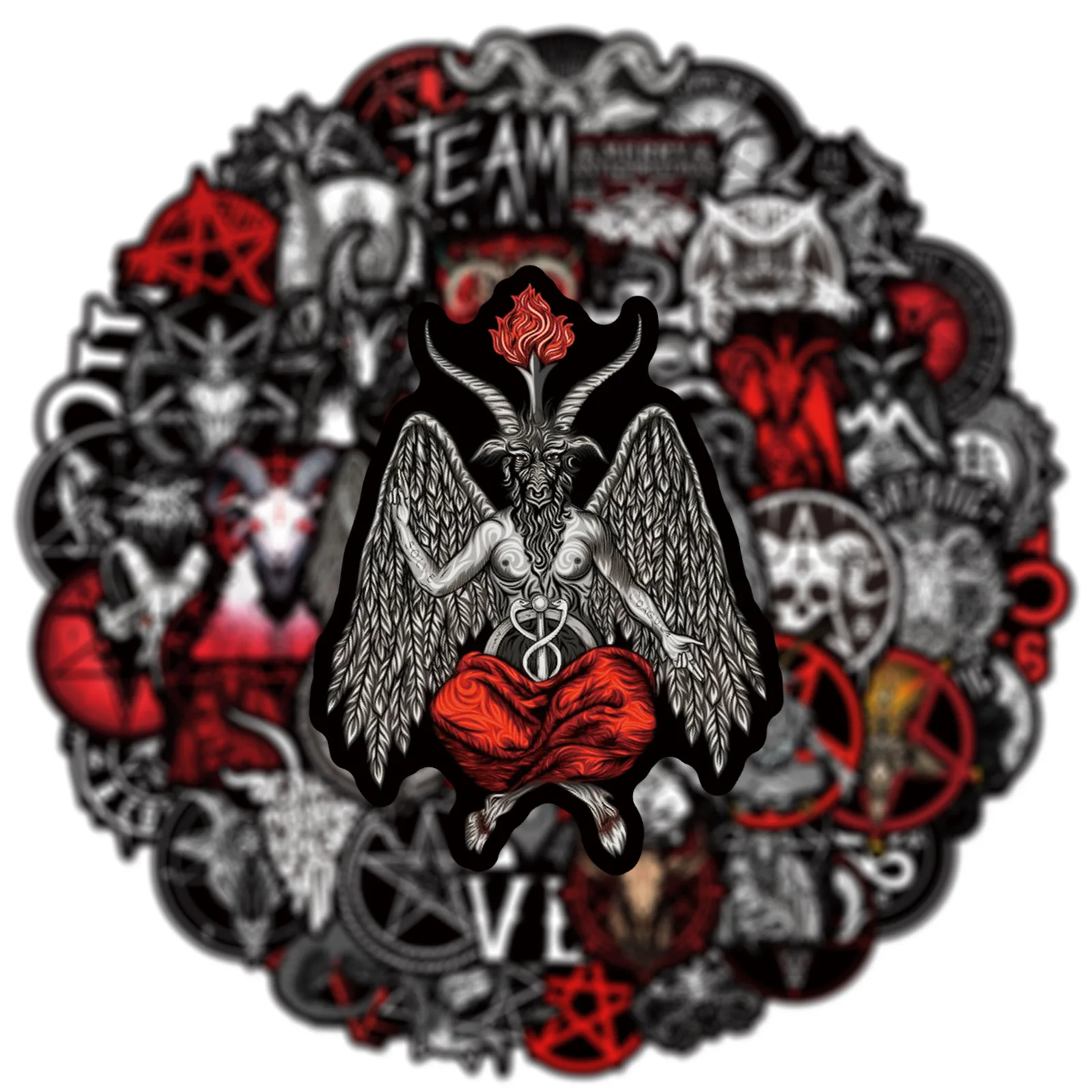 50pcs Punk Horror Demon Satan Series Graffiti Stickers Suitable for Helmets Desktop Wall Decoration DIY Sticker Pack Wholesale