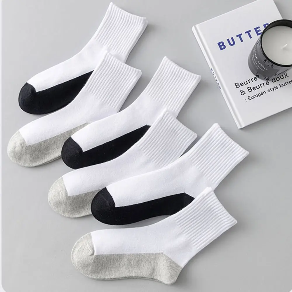 

1 pair Grey Black Sole Children White Socks Absorbing Sweat Cloth Accessories Sport Socks Solid Color Baby Hosiery Spring