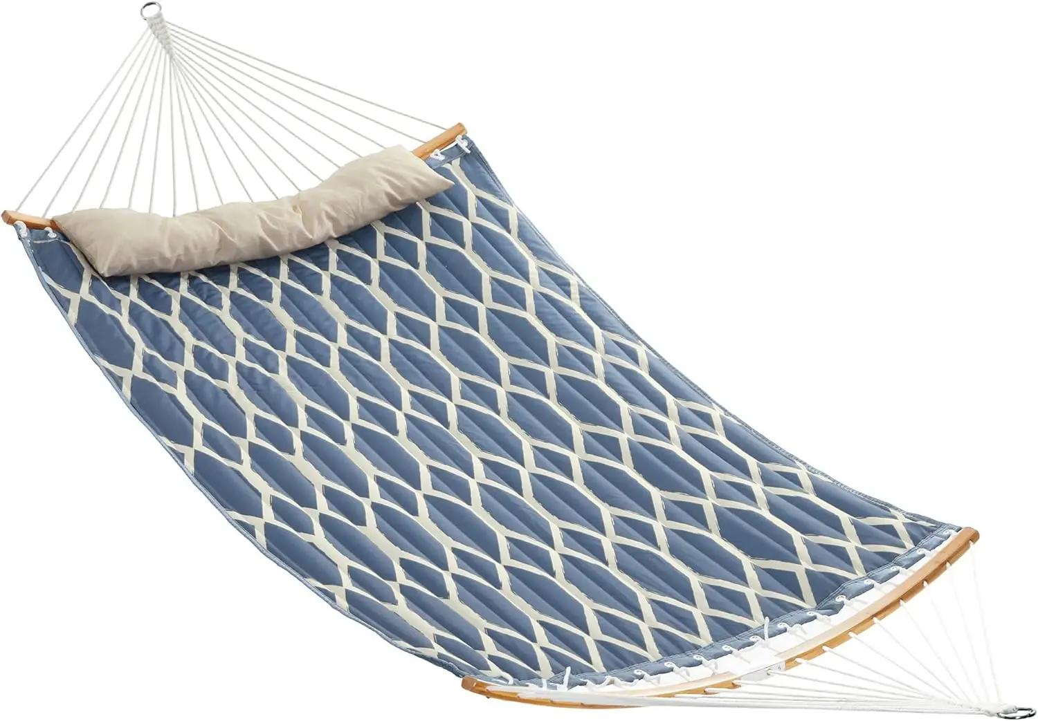 

Quilted Double Hammock with Padded Pillow 78.7x55.1 Inches for Outdoor Relaxation Garden Patio and Camping Blue