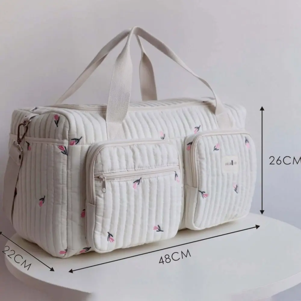 Borsa per pannolini ricamata con orsetto carino, leggera e pratica borsa per il cambio dei pannolini, per il tempo libero con borsa per bagagli con tracolla