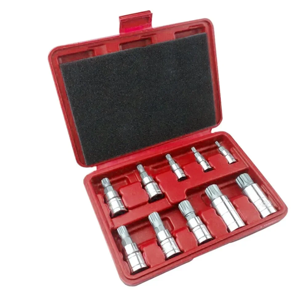 10Pcs XZN Tampered Triple Square Spline Bit Socket Set 3/8\