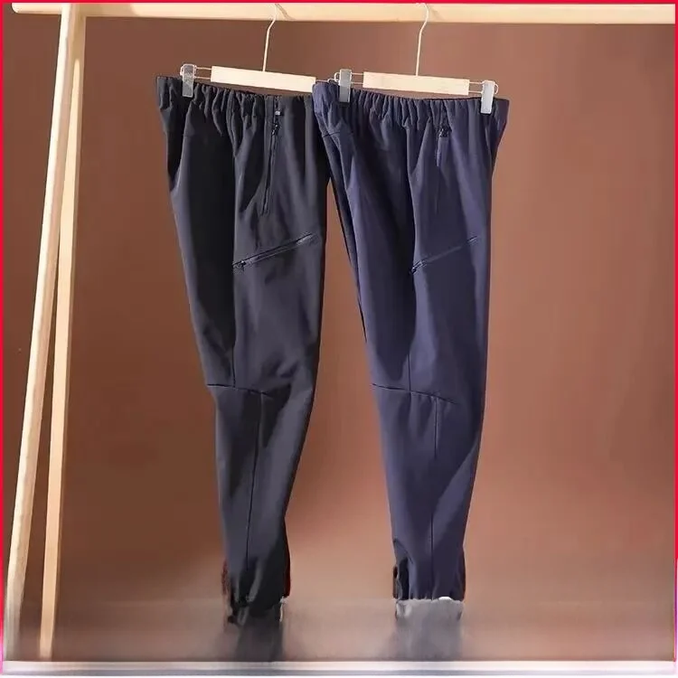 

High-End Men's Outdoor Busin Casual Pants Autumn Winter Warm P-Fce Trousers with Dstring And Straight Leg Cut