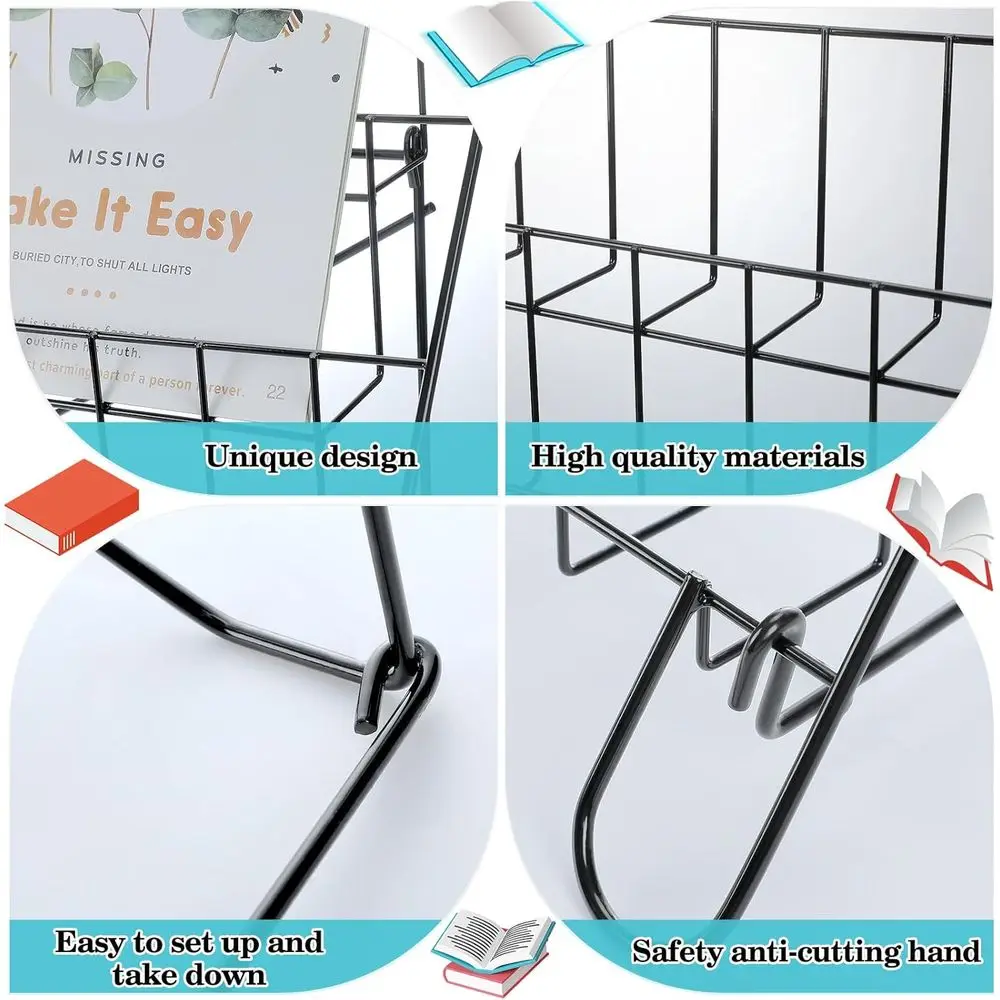 Black 6-Tier Wire Bookshelf for CD/Magazine Displays and Retail Brochure Holders