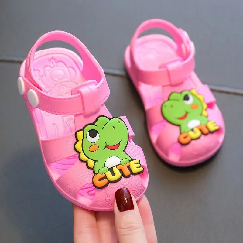 Baby Sandals Summer Closed Toe Kids Beach Shoes PVC Cartoon Soft Sole Toddler Shoes Infant Boys Girls Non-slip Garden Sandals