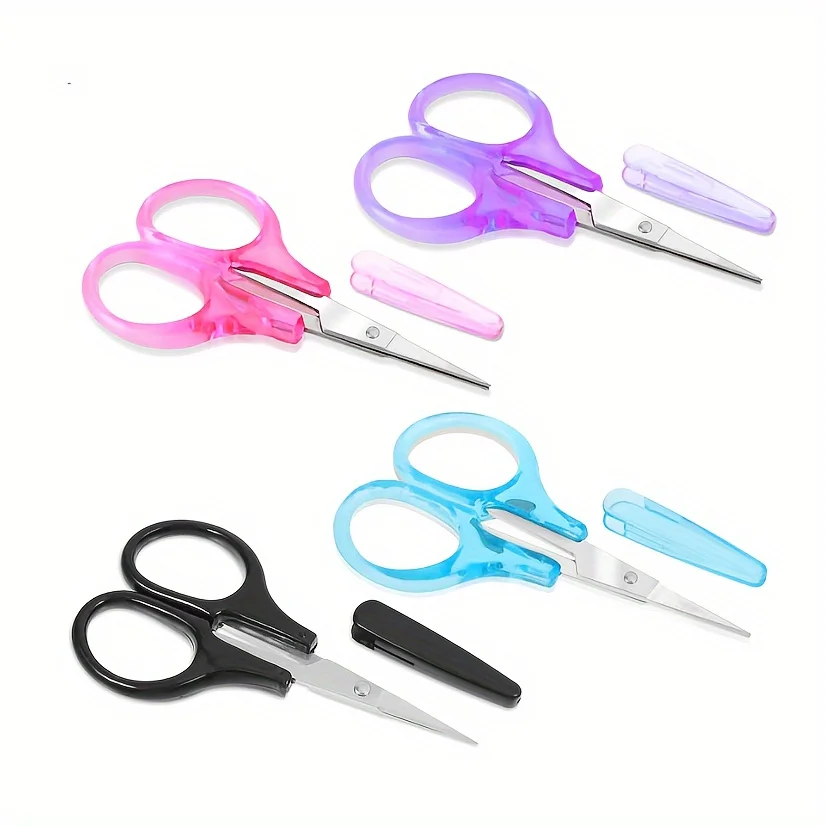 4pcs Stainless Steel Mini Embroidery Scissors with Safety Covers Sharp Sewing Shears Thread Fabric Cutting Sewing Craft Tools