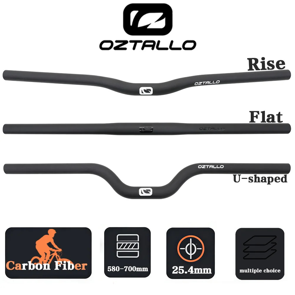 

2026 New Carbon Fiber Bike Handlebar 25.4mm 580-700mm Ultralight MTB Riser/Flat/U Bar for Folding Bike BMX Mini Handlebar