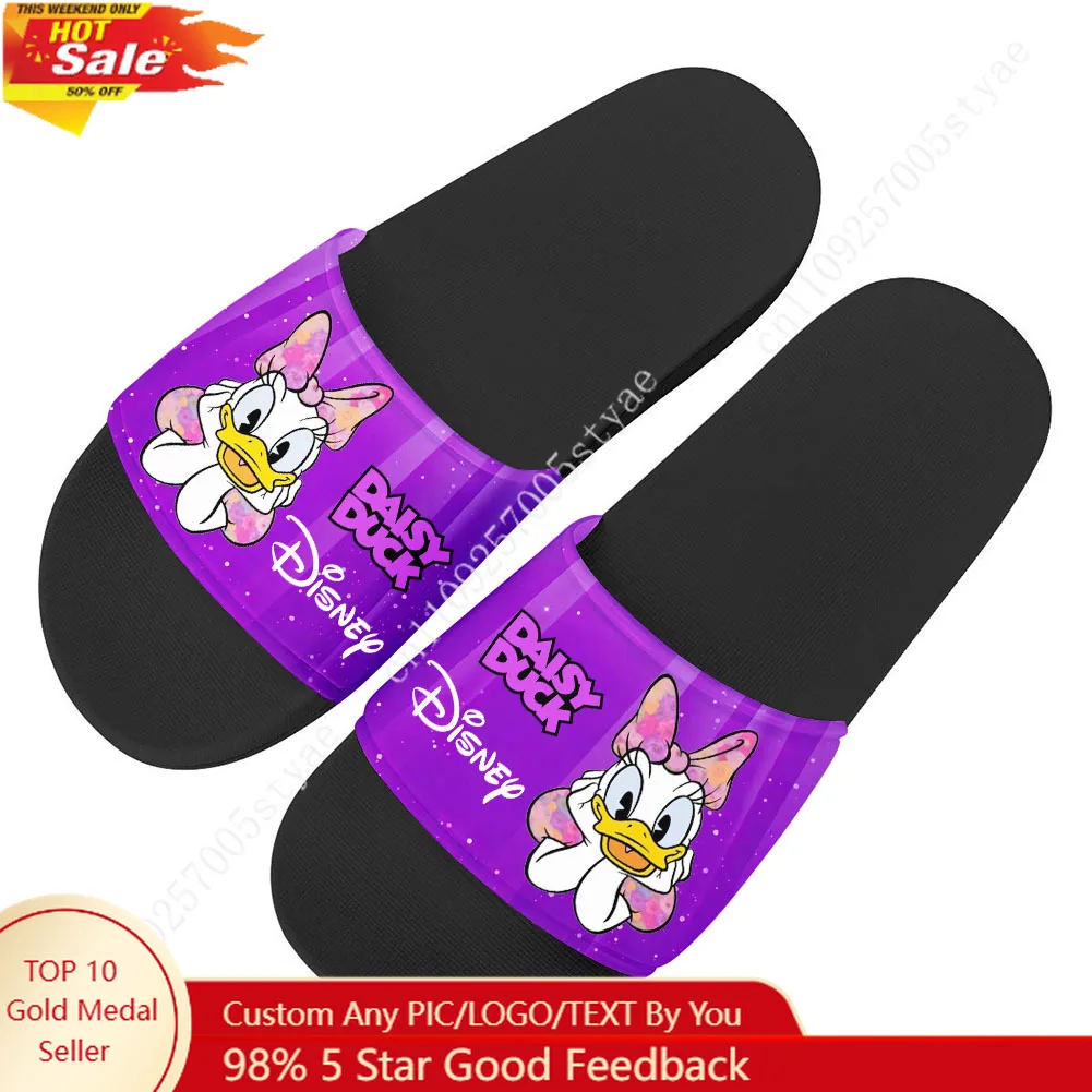 

Летние шлепанцы Disney Daisy Duck для дома и улицы, повседневная обувь для мужчин, женщин и подростков, пляжные сандалии для бассейна