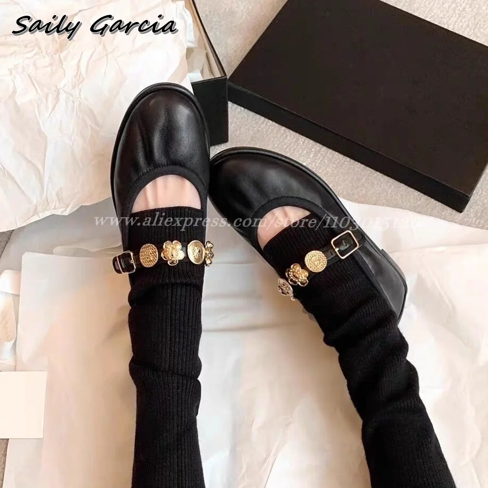 

Genuine Leather Pearl One Word Belt Ballet Style Flats Summer NEW All-Match Casual Shoes Round Toe Shallow Grace Women Shoes