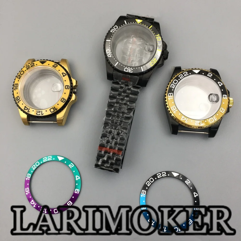 

LARIMOKER 40.5MM black gold stainless stee case sapphire glass ceramic/stainless steel bezel for NH34 NH35 PT5000 ETA2824