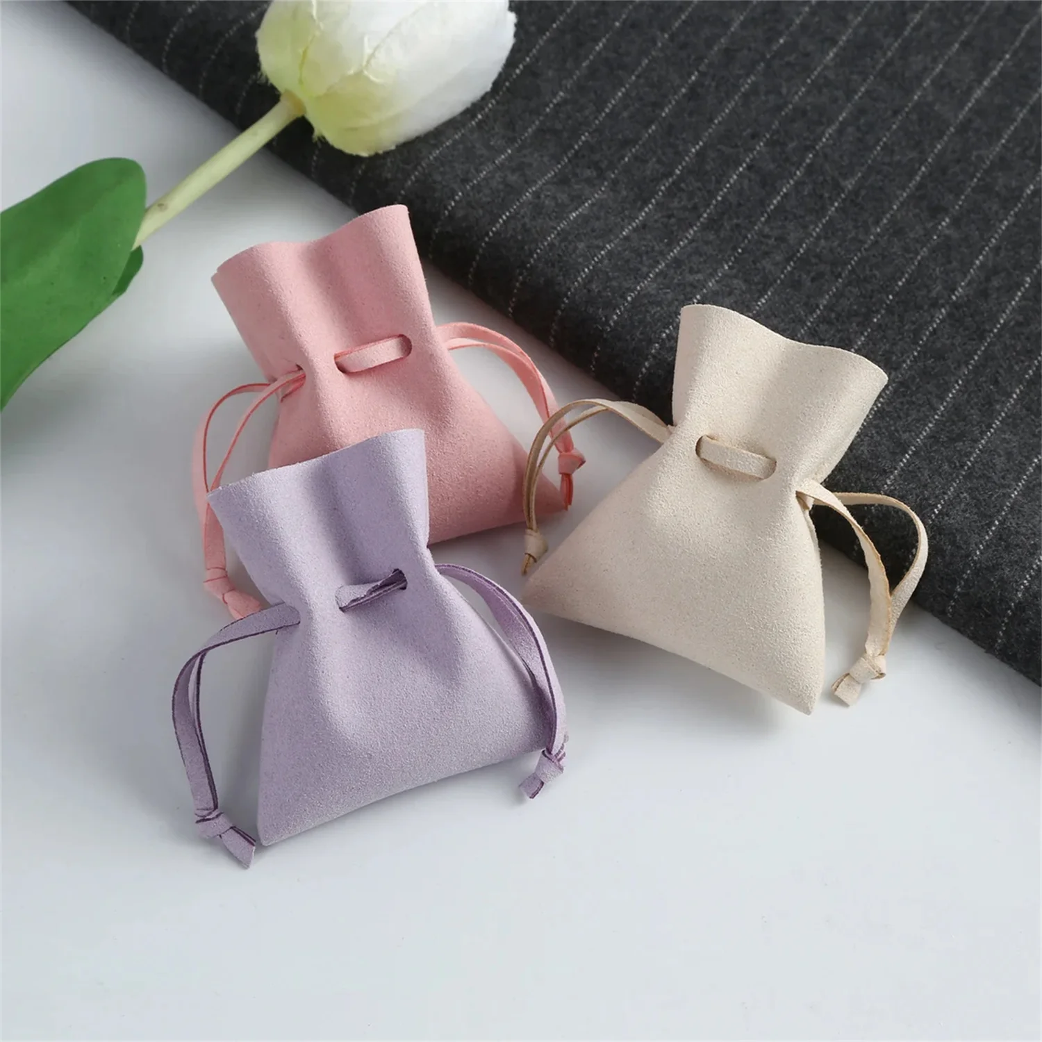 100 قطعة أكياس مغلف من الألياف الدقيقة حقائب مجوهرات للسفر مخصص تغليف المجوهرات أكياس قلادة السائبة أنيقة صغيرة لصالح الزفاف #3