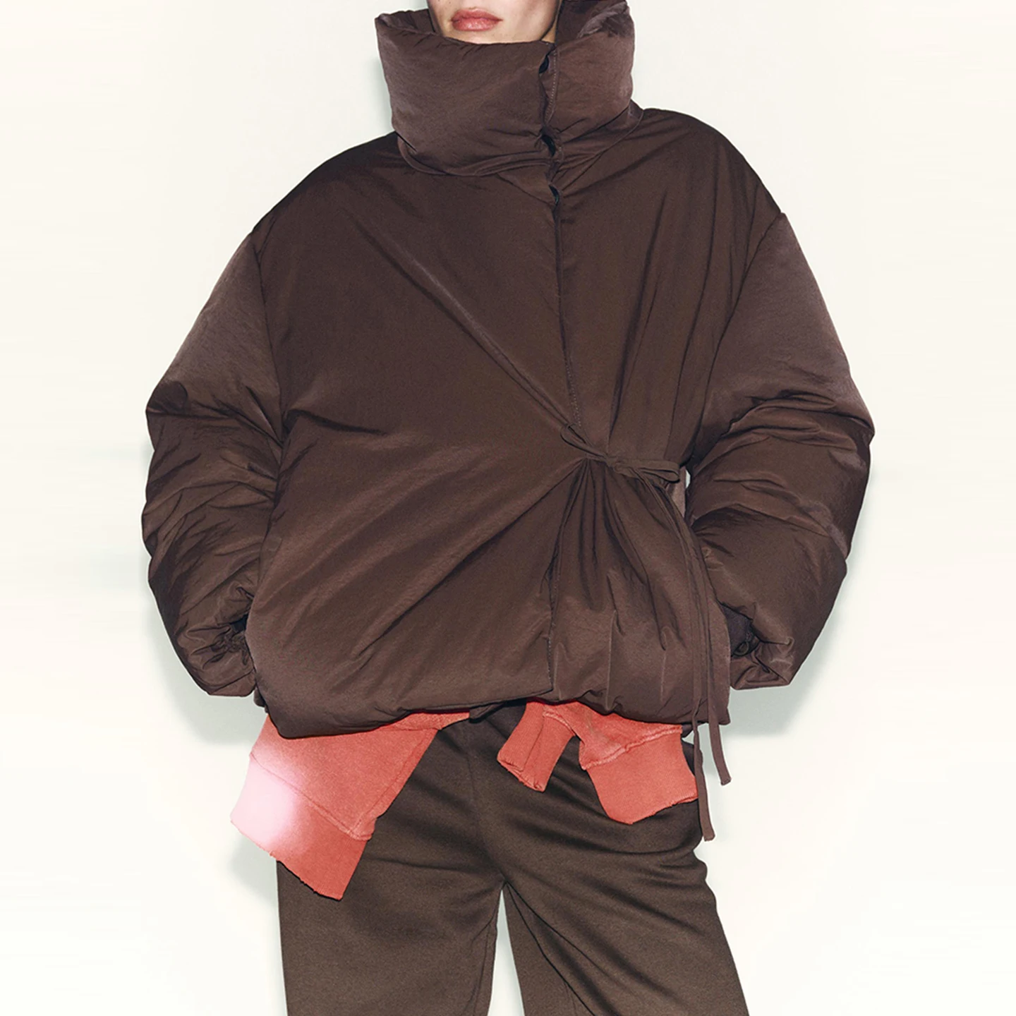 

2025 Autumn New Sle Women's Faion Knot ort Sve Long Coat Belted Versatile Ladies' ort Outerwear