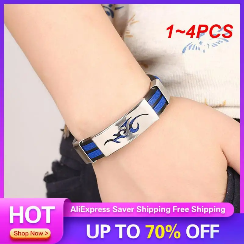 1~4PCS Hip Hop Bracelet Girl Hypoallergenic Bracelet Accessories Highly Rated Titanium Steel Bracelet Silica Gel