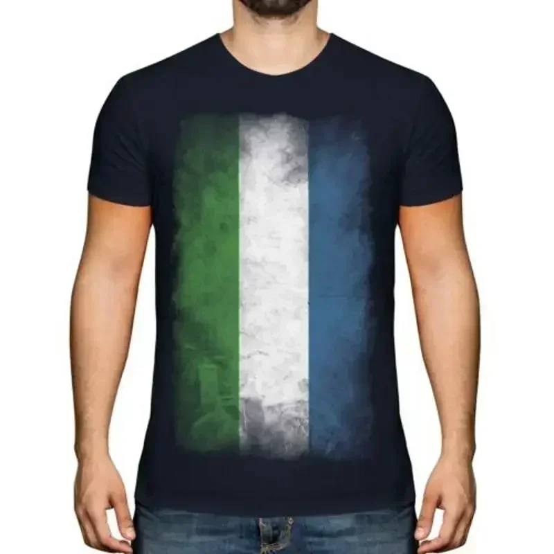 Sierra Leone Verblaßte Flagge Herren T-Shirt Banner T-Shirt Fu Obterteil