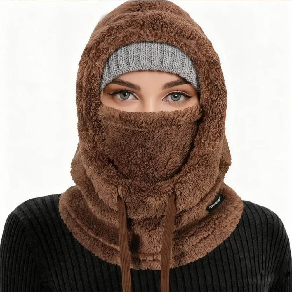 Warm Thermal Windproof Balaclava Ski Hood Motorcycle Face Cover Polar Fleece Adjustable Cycling Neck Cover Full Face Mask Winter