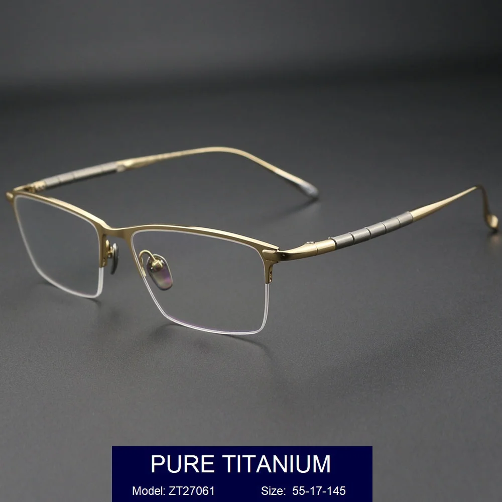 ELECCION Brand Luxury Glasses Frame Men Titanium Square Semi Rim Optical Frame Prescription Eyeglass Frame Eyewear ZT27061