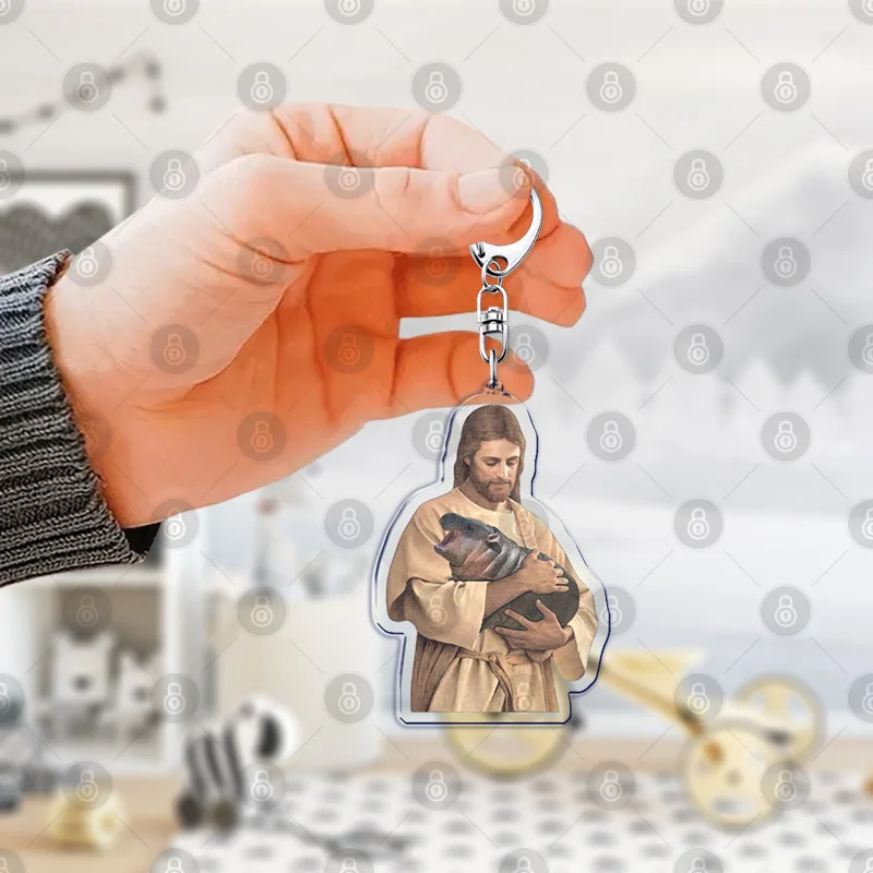 Lindo bebé hipopótamo Moo Deng llaveros acrílicos para accesorios bolsa colgante llavero joyería Fans amantes regalos