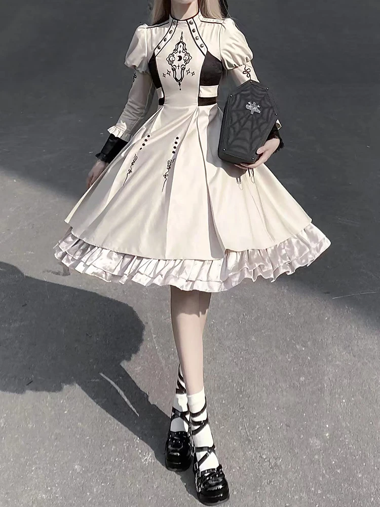 Nuevo y genuino Original talismán de Luna largo gótico Lolita vestido oscuro japonés Retro hermana corto moda dulce vestido fresco