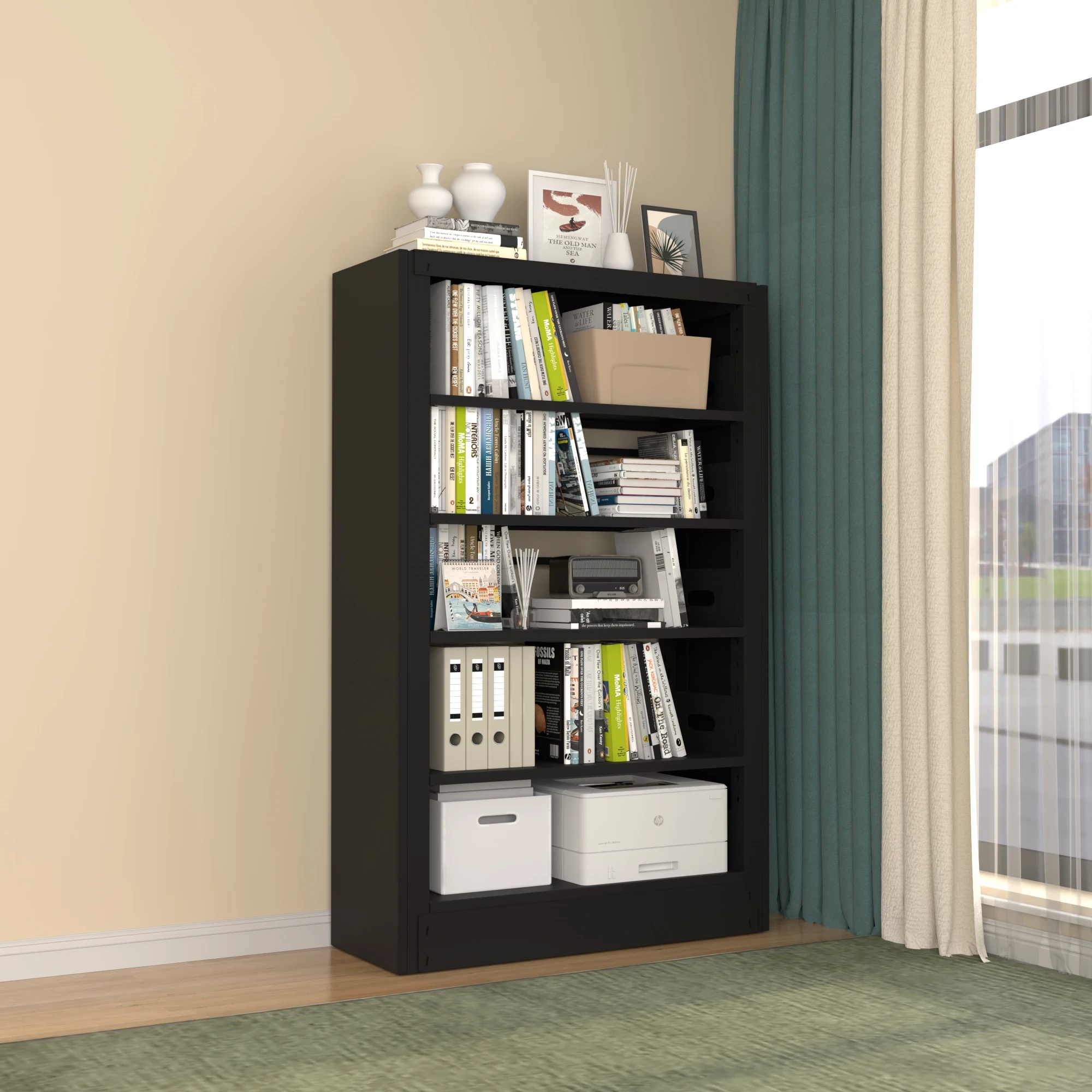 

Modern Design Combination Metal Bookcase Bookshelf for Home Office Bedroom Living Room School Library Dining Furniture