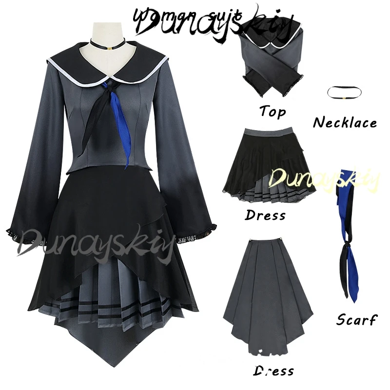 Asahina Mafuyu أزياء تنكرية شعر مستعار أنيمي مشروع Sekai الملونة المرحلة تأثيري وشاح علوي فستان وتتسابق للنساء الفتيات حسب الطلب