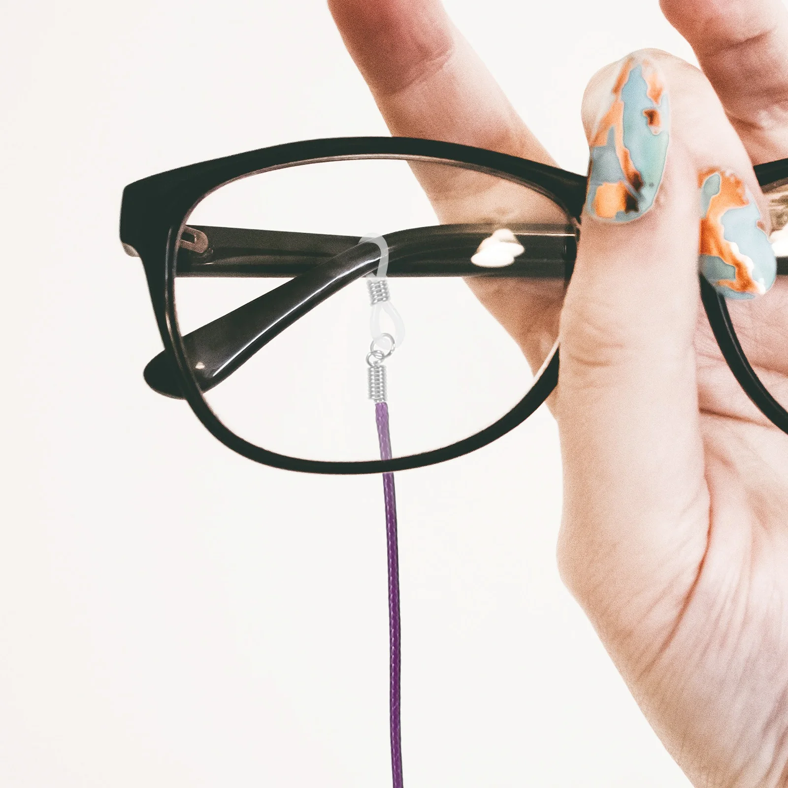 

Eyeglass Chain Cord Neck Strap Holder Necklace Black Delicate Fashion Adjustable Silicone Ends Metal Coils Decoration Gift