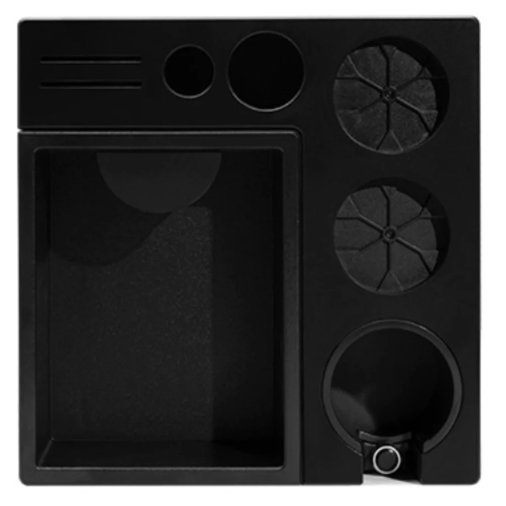 

Multifunctional Espresso Knock Box Organizer for Tamper Distributor and 51mm to 58mm Puck Screen with Anti Slip Base