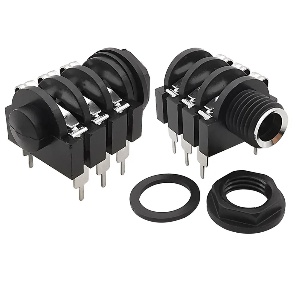 1/2/5/10 sztuk 6.35mm Jack 1/4 "6Pin Stereo żeńskie gniazdo słuchawkowe wtyczka audio gniazdo mikrofonowe gwint złącza do montażu na panelu PCB